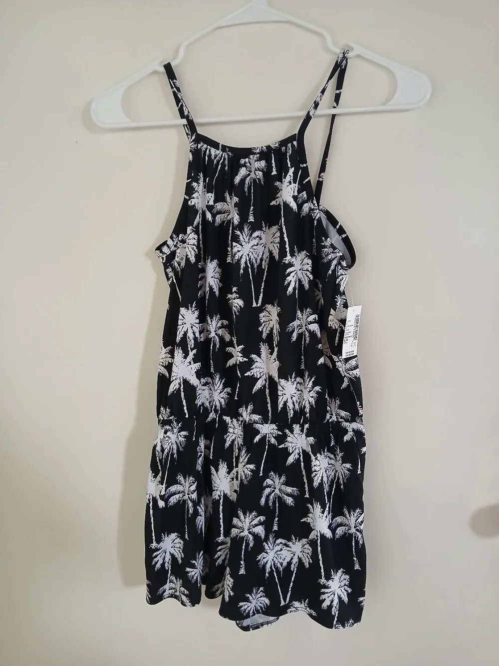 Girls' Sleeveless Rompers - Black Palm Print & Pink Tie-Dye